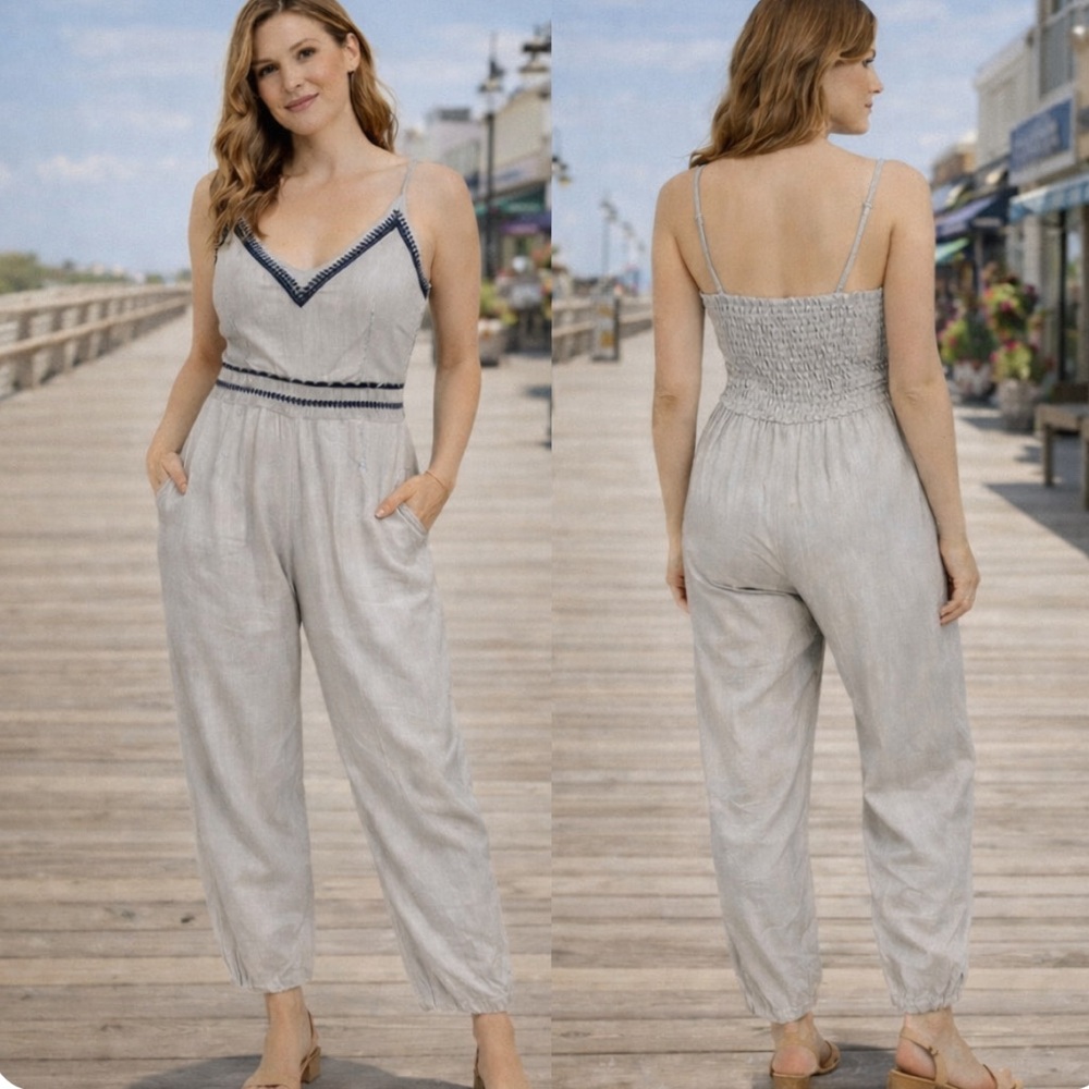 Japna Navy & White Stripe Jumpsuit